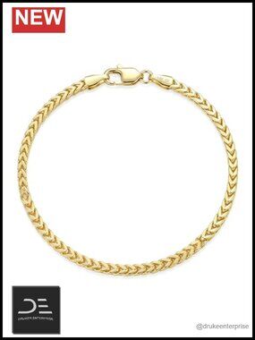 14k Gold Filled Franco Box Chain Bracelet 2.5mm Dainty Link for Men Women